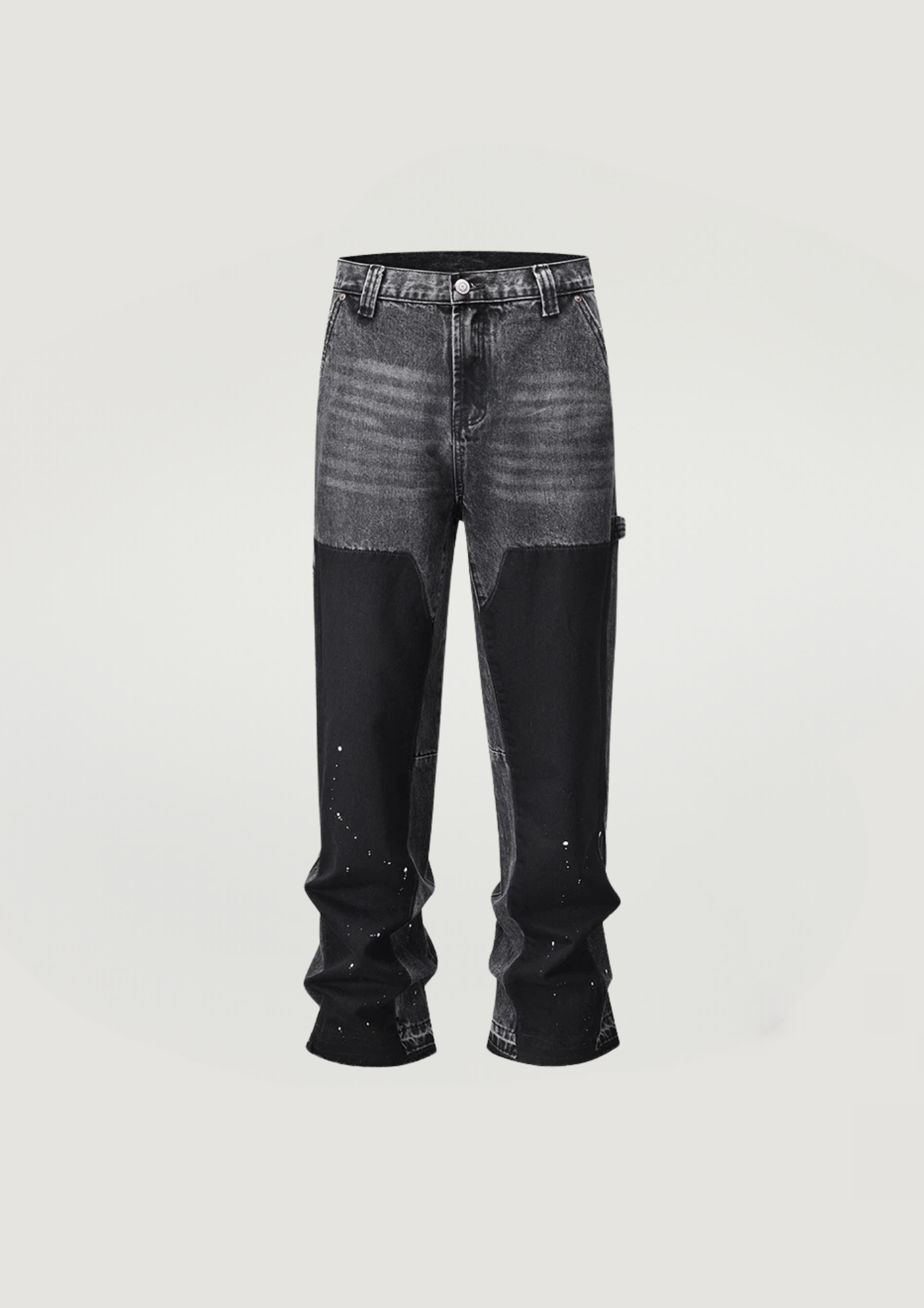 Crystal Spliced Flare Jeans - Black - Swagster