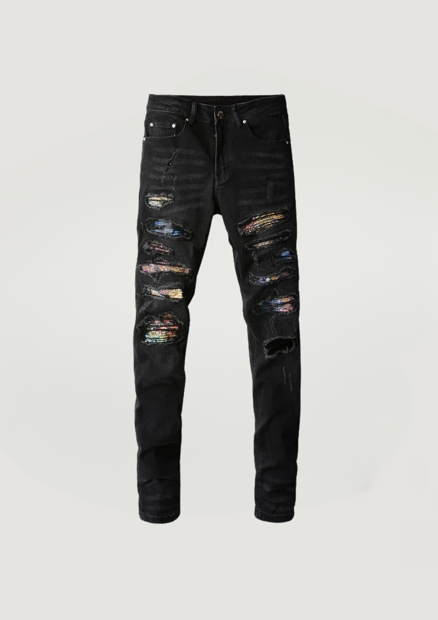 Skinny Ripped Jeans- Graffiti Holes - Swagster