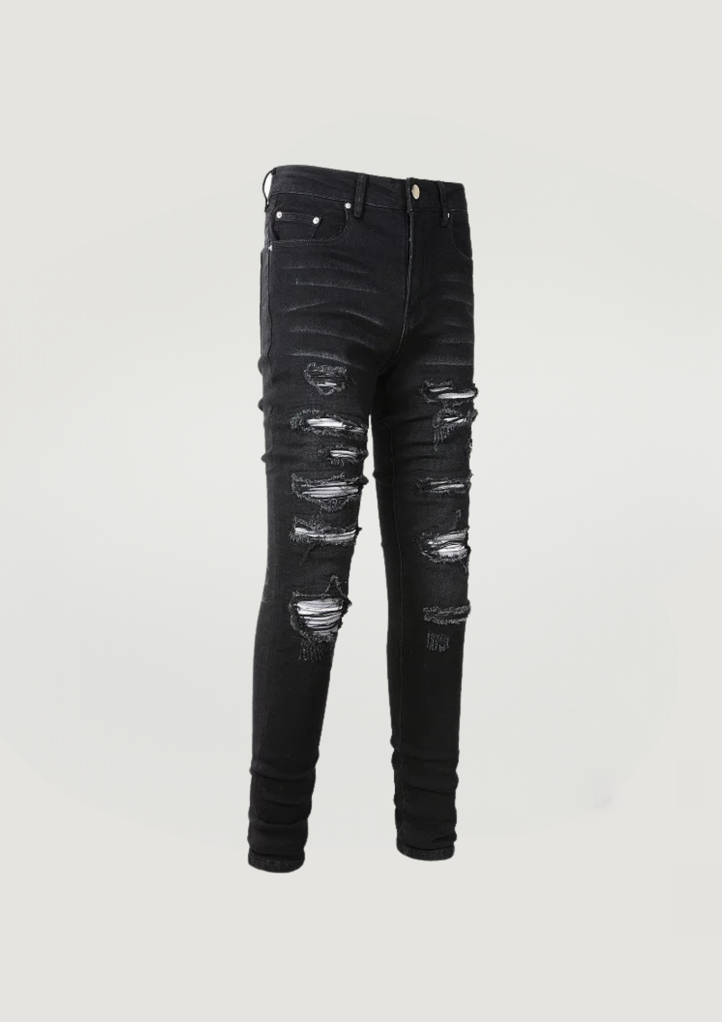 Skinny Ripped Jeans - White Holes - Swagster