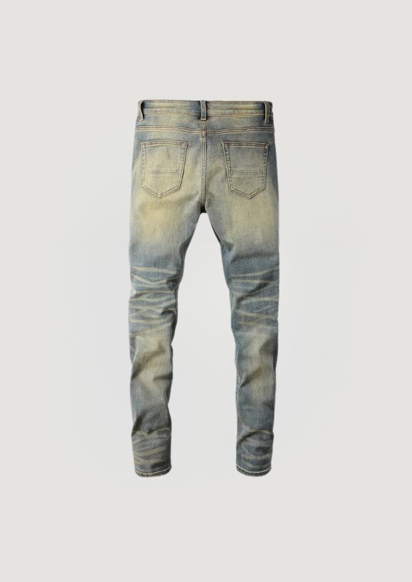 Skinny Ripped Jeans - Denim & Red Holes - Swagster