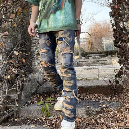 Tattered Ripped Jeans - Blue