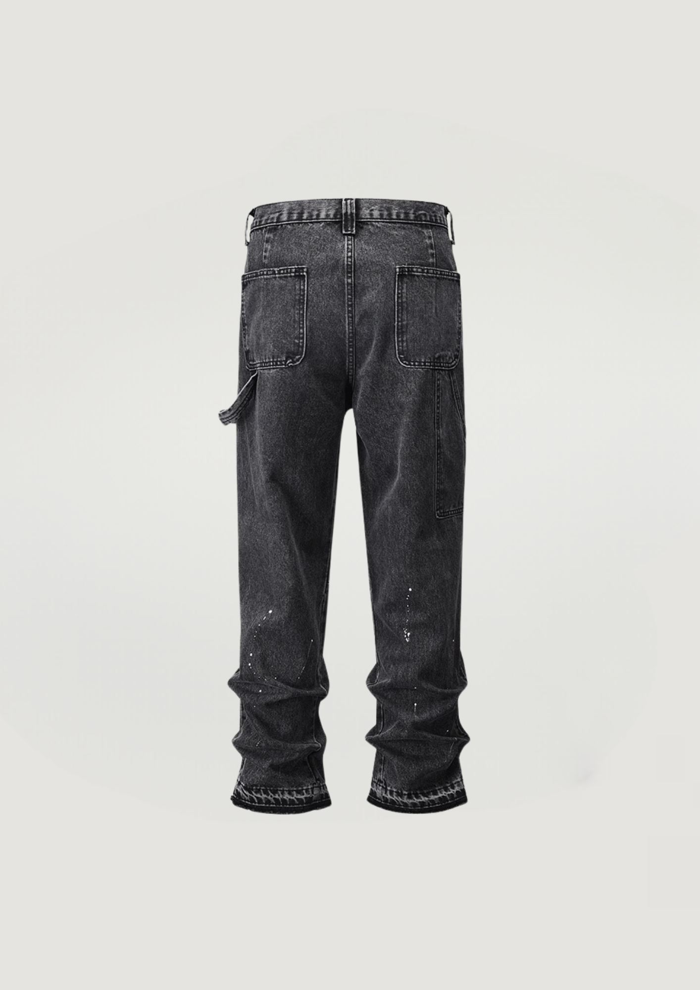 CRYSTAL SPLICED FLARE JEANS - BLACK