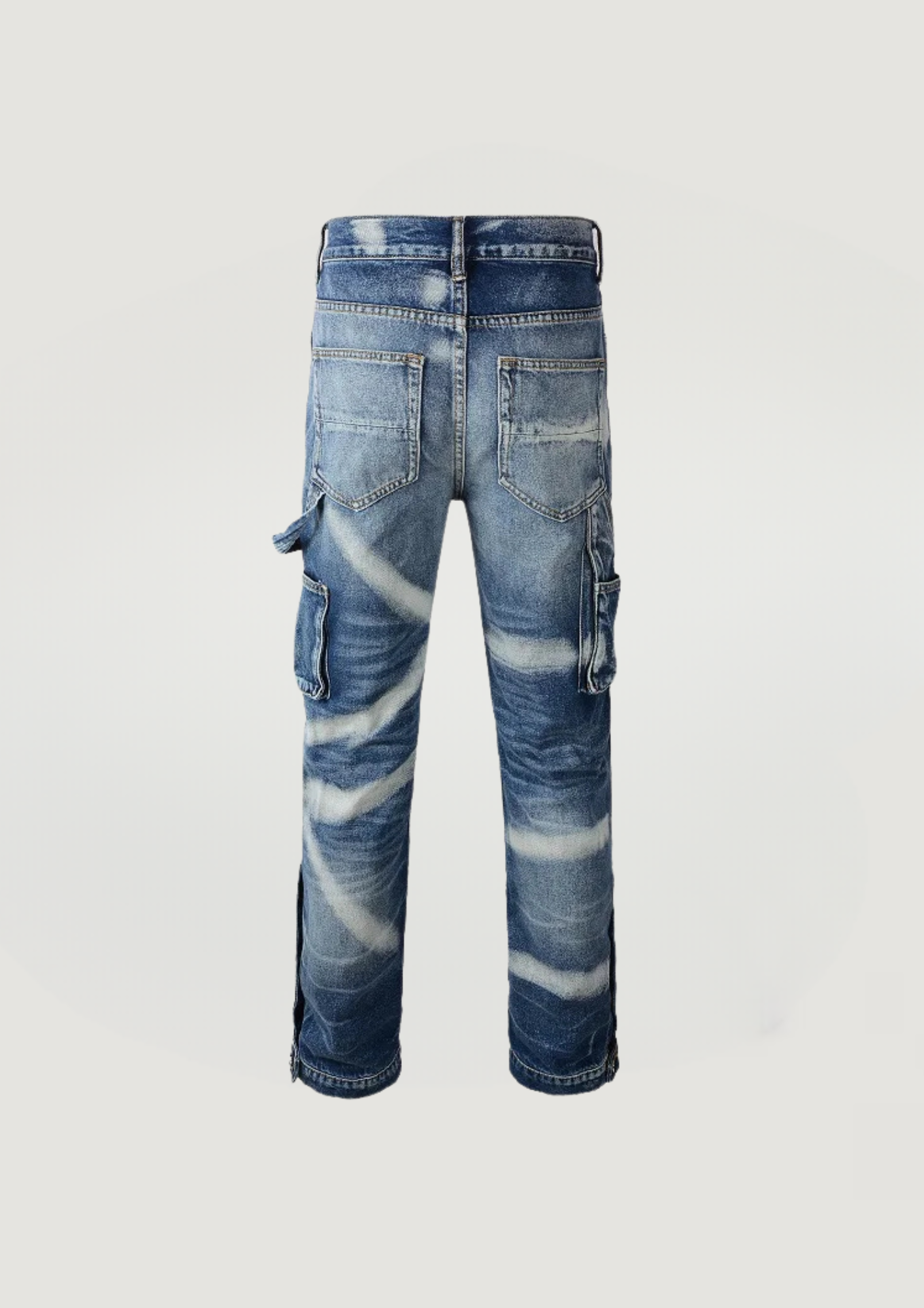 Spliced Flare Jeans - Blue and White - Swagster