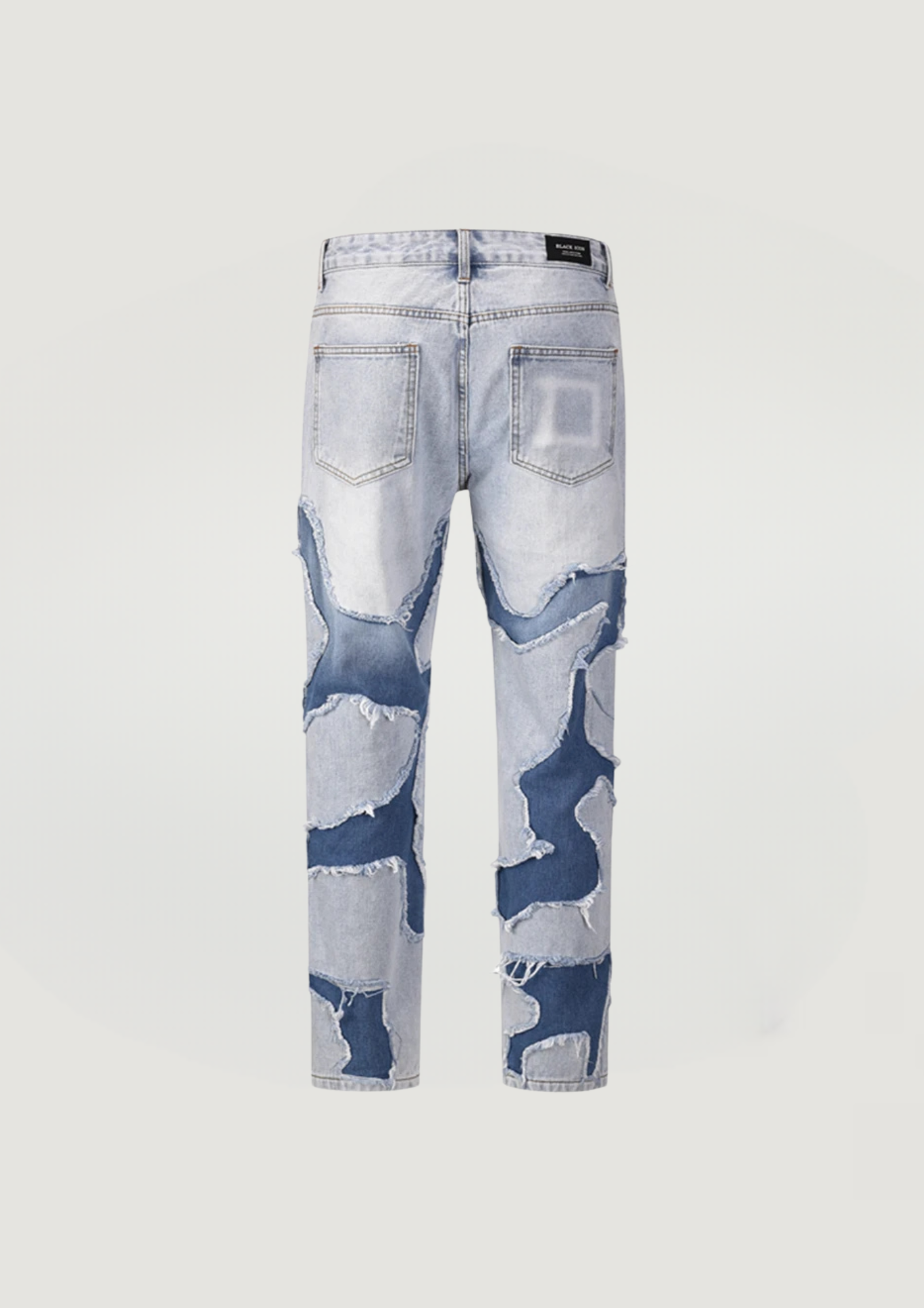 Boho Vibe Distressed Patch Jeans - Blue - Swagster