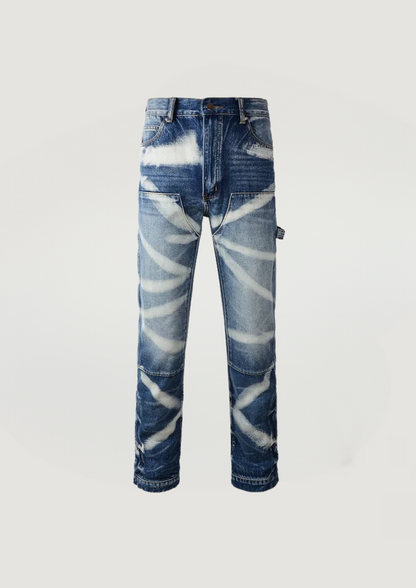Spliced Flare Jeans - Blue and White - Swagster