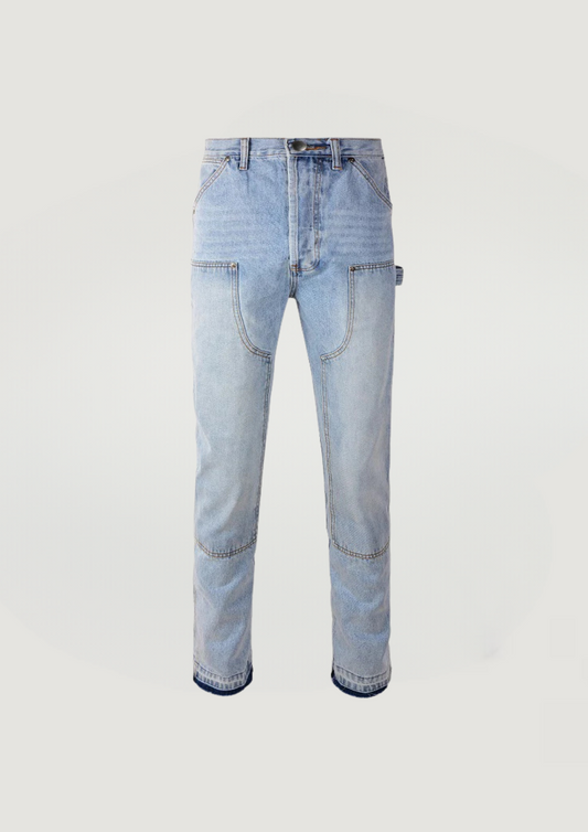 SPLICED FLARE JEANS - LIGHT BLUE