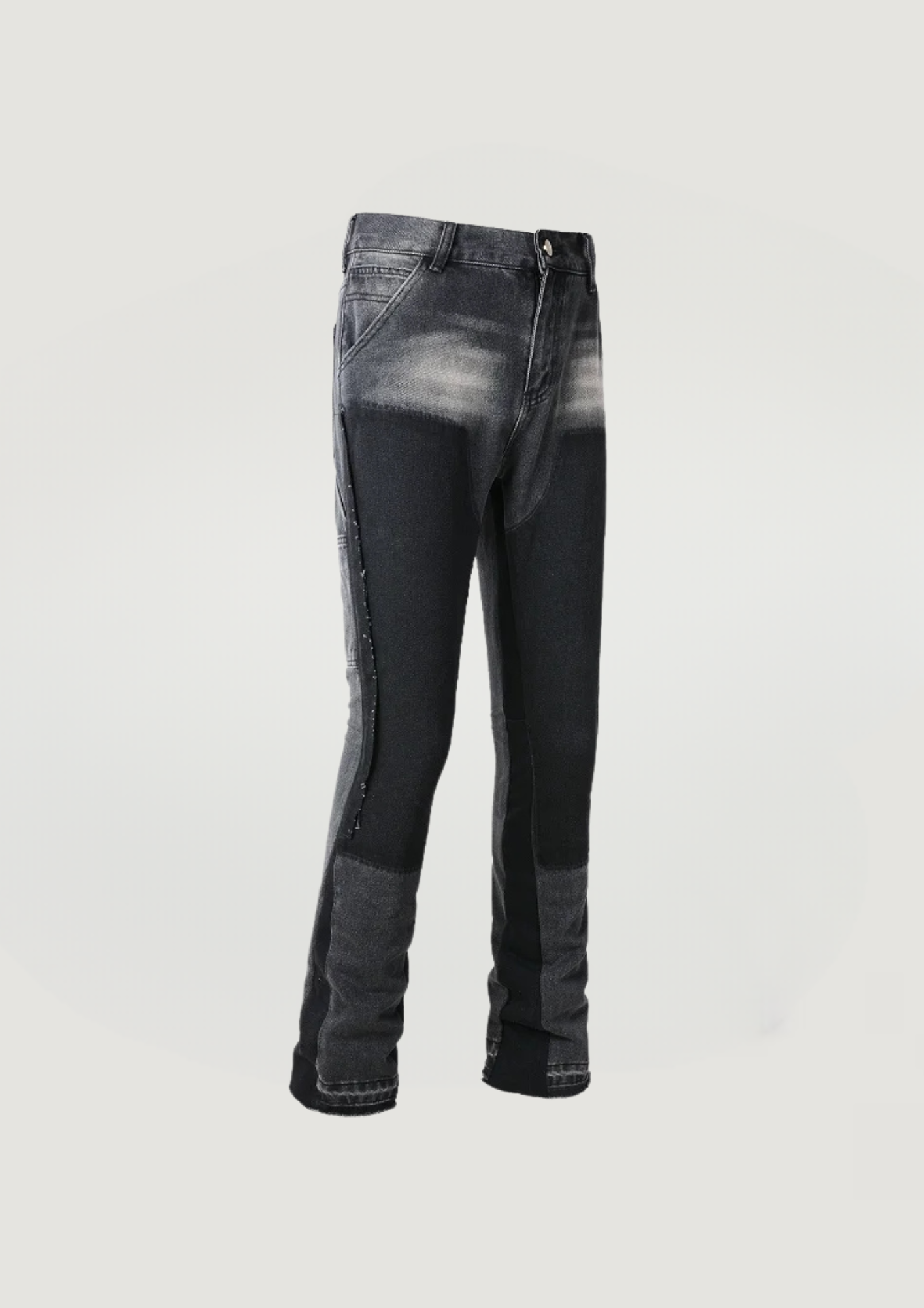 SPLICED FLARE JEANS - BLACK