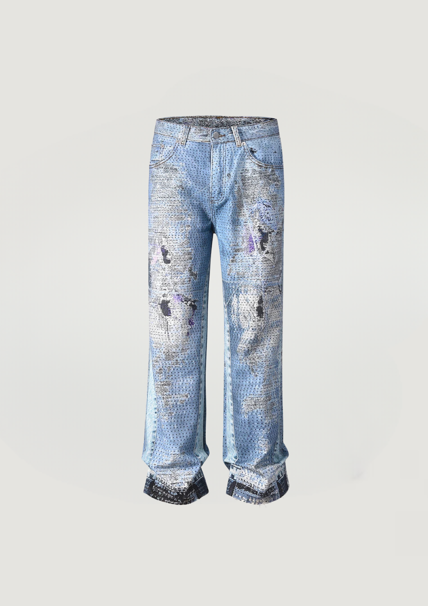 Straight-Leg Faded Flare Jeans - Blue - Swagster