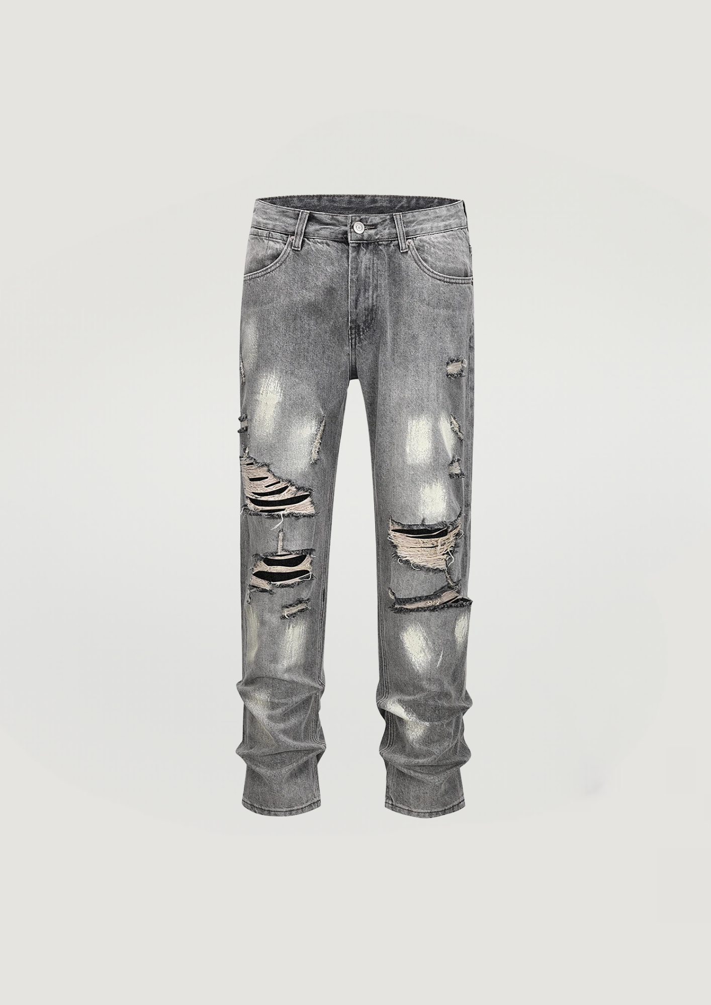 Worn-In Raw Painted Jeans - Gray