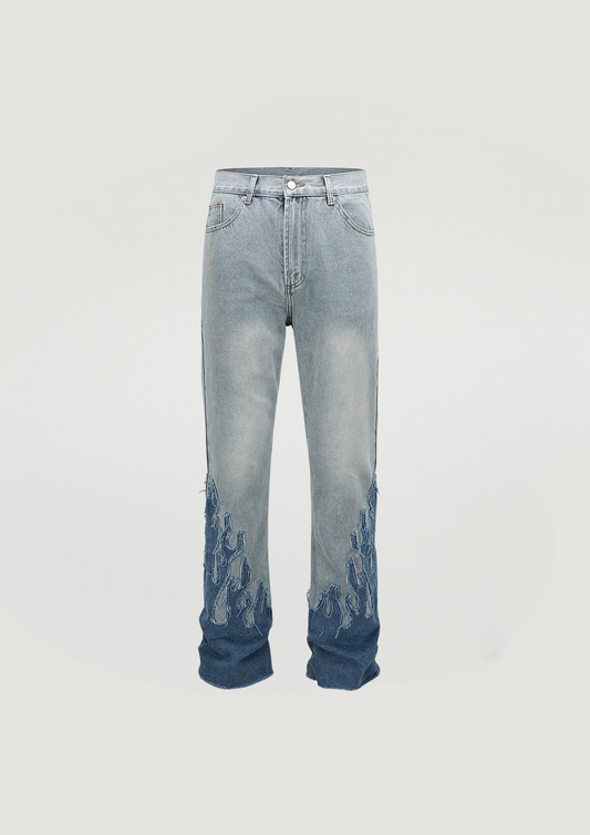 BLUE FLAME FLARE JEANS - BLUE