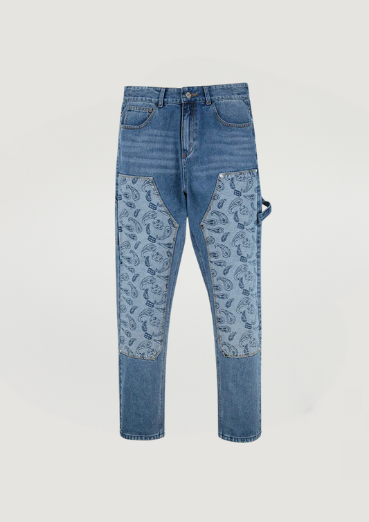 CASHEW FLOWER FLARE JEANS - BLUE