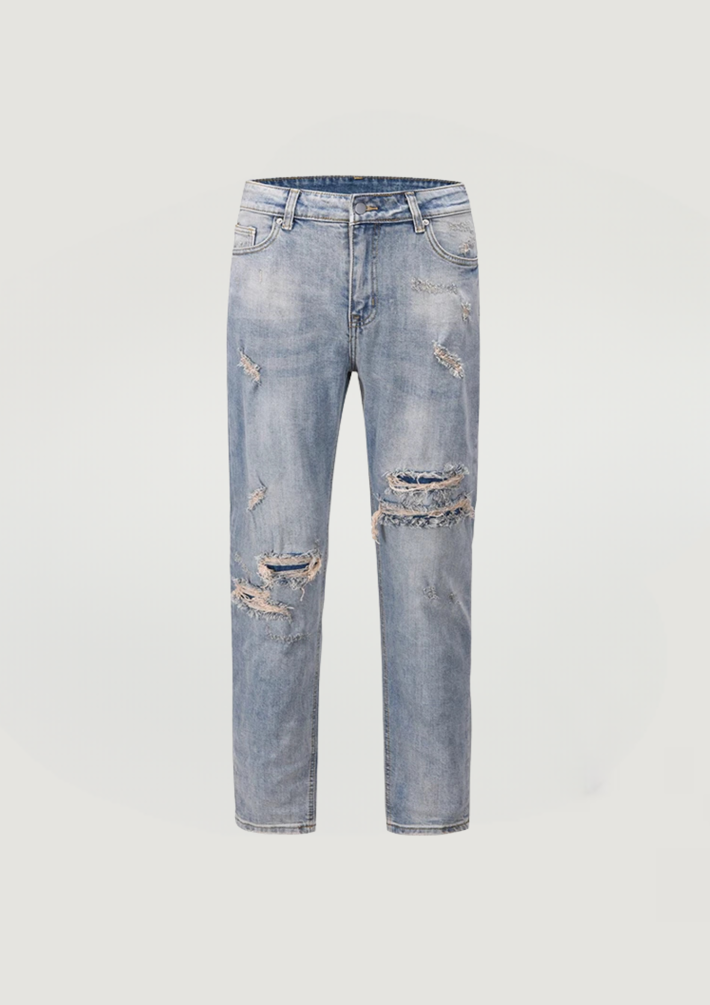 Grunge Washed Torn Jeans - Blue