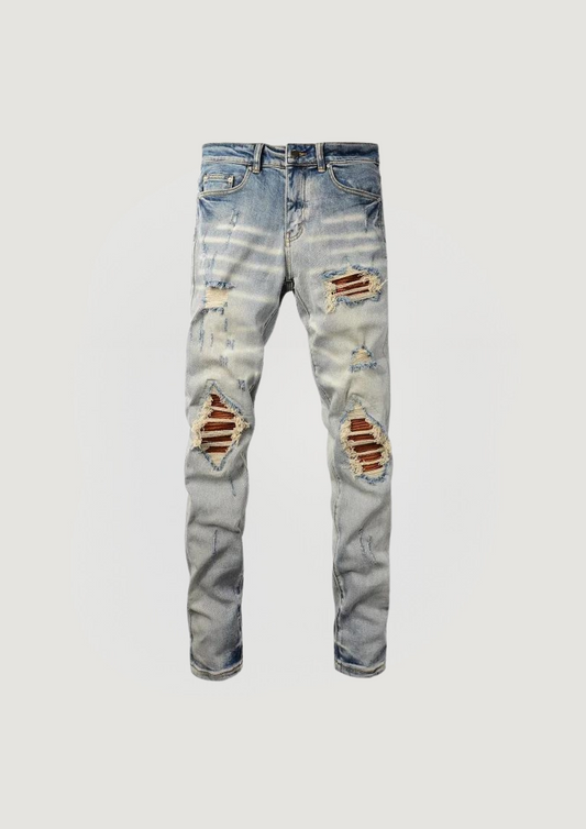 Skinny Ripped Jeans - Fade Blue