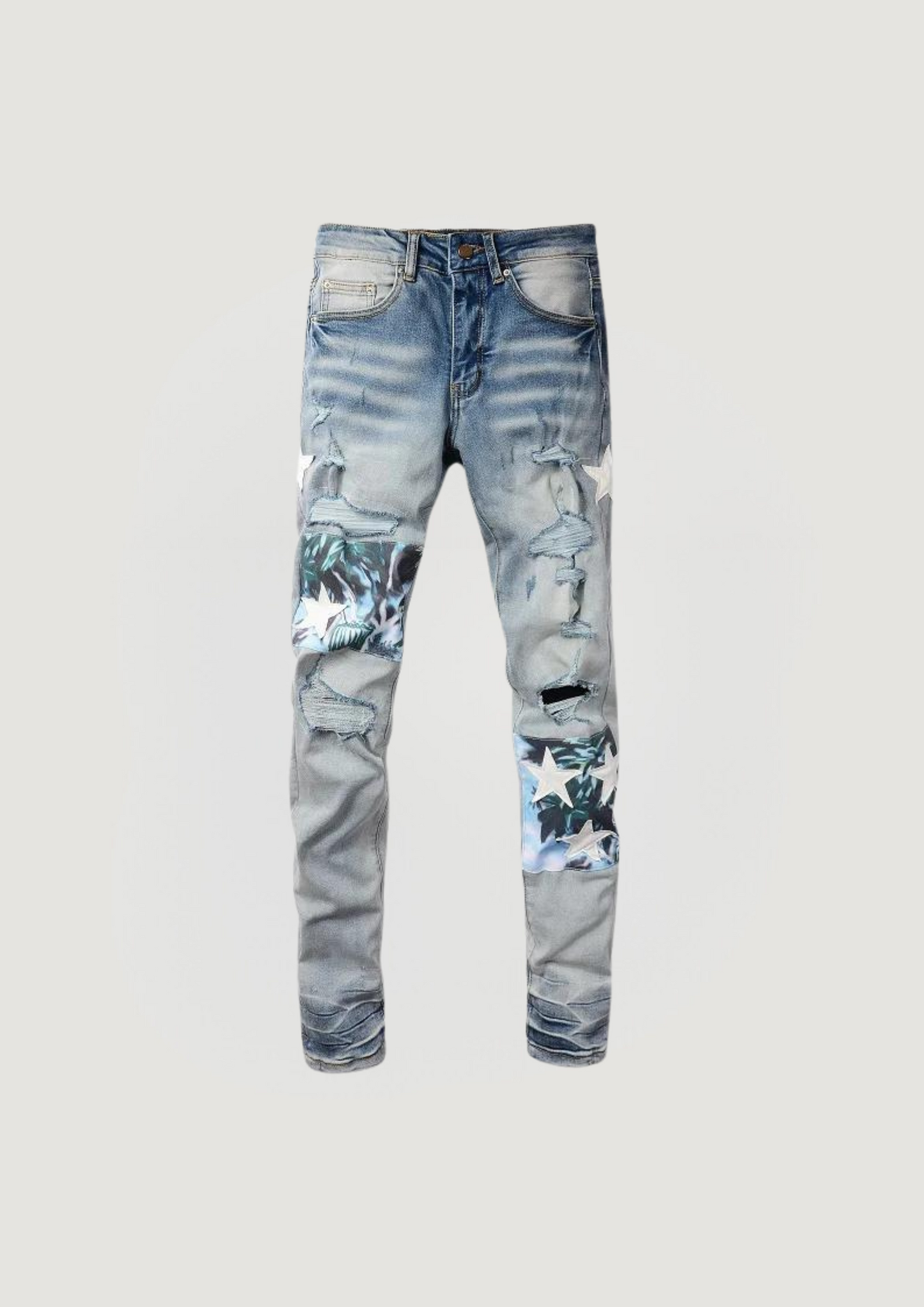 Skinny Ripped Jeans - Chill Blue - Swagster