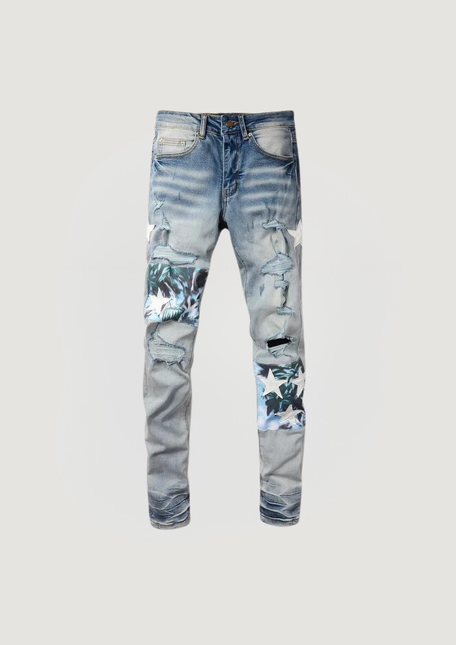 Skinny Ripped Jeans - Chill Blue - Swagster