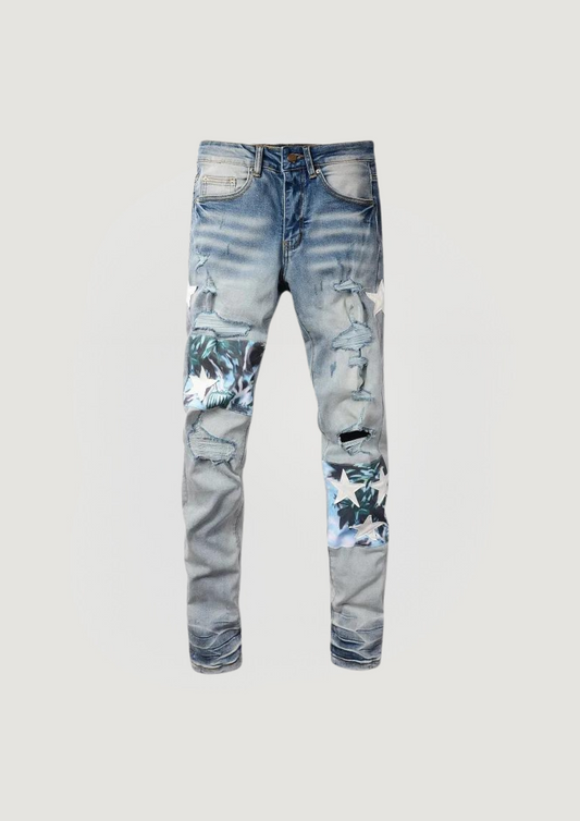 Skinny Ripped Jeans - Chill Blue