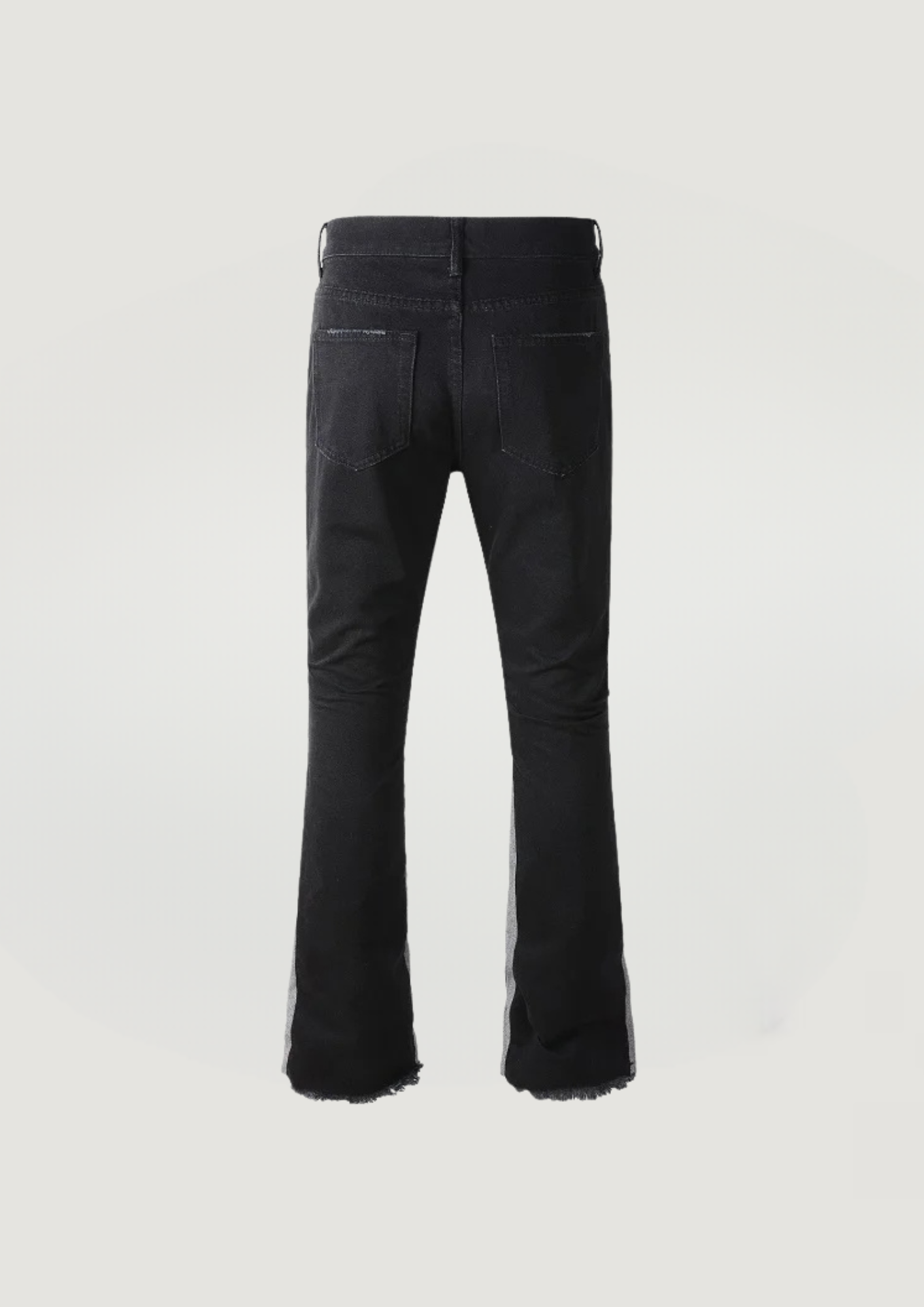 SPLICED FLARE JEANS - BLACK AND GRAY