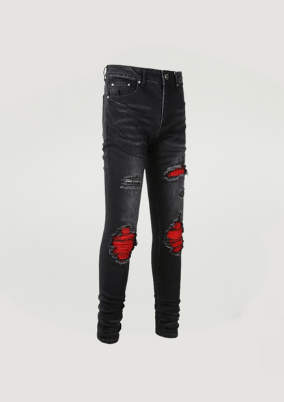 Skinny Ripped Jeans - Red Holes